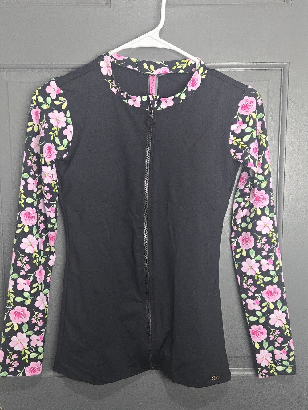 Full Zip Rash Guard Swim Top Betsey Johnson